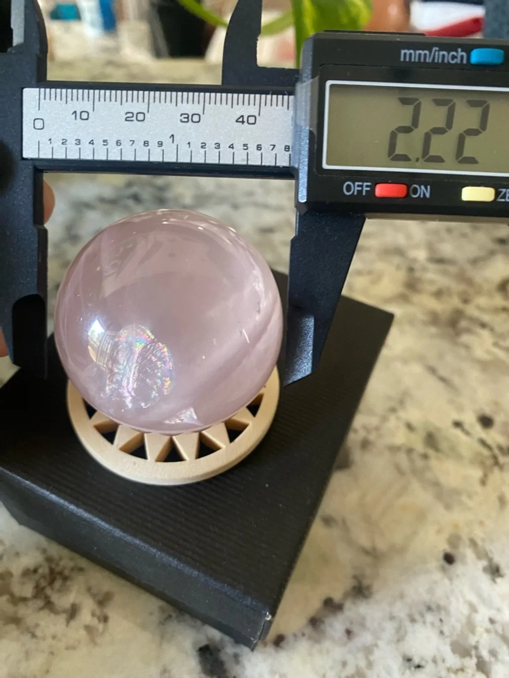 Rose Quartz Crystal Sphere with Starflash - Picture 3 of 12